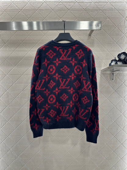 Round neck jacquard sweater