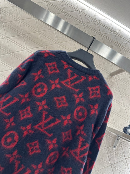 Round neck jacquard sweater