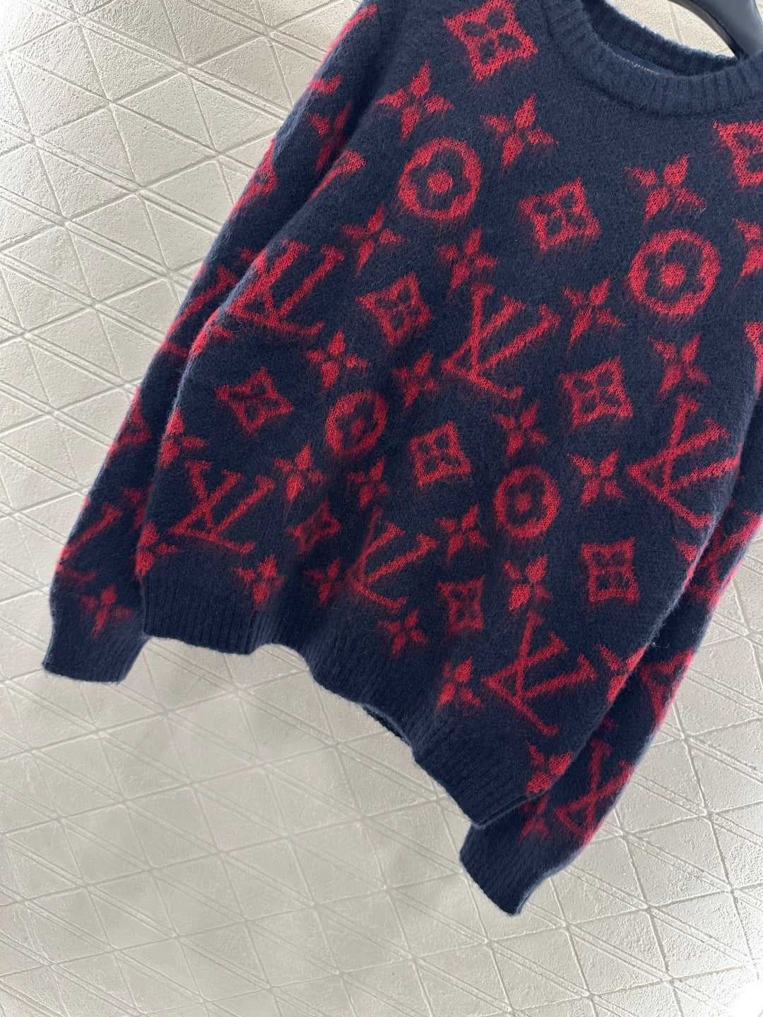 Round neck jacquard sweater