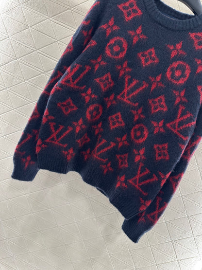 Round neck jacquard sweater