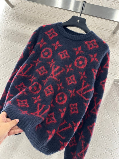 Round neck jacquard sweater