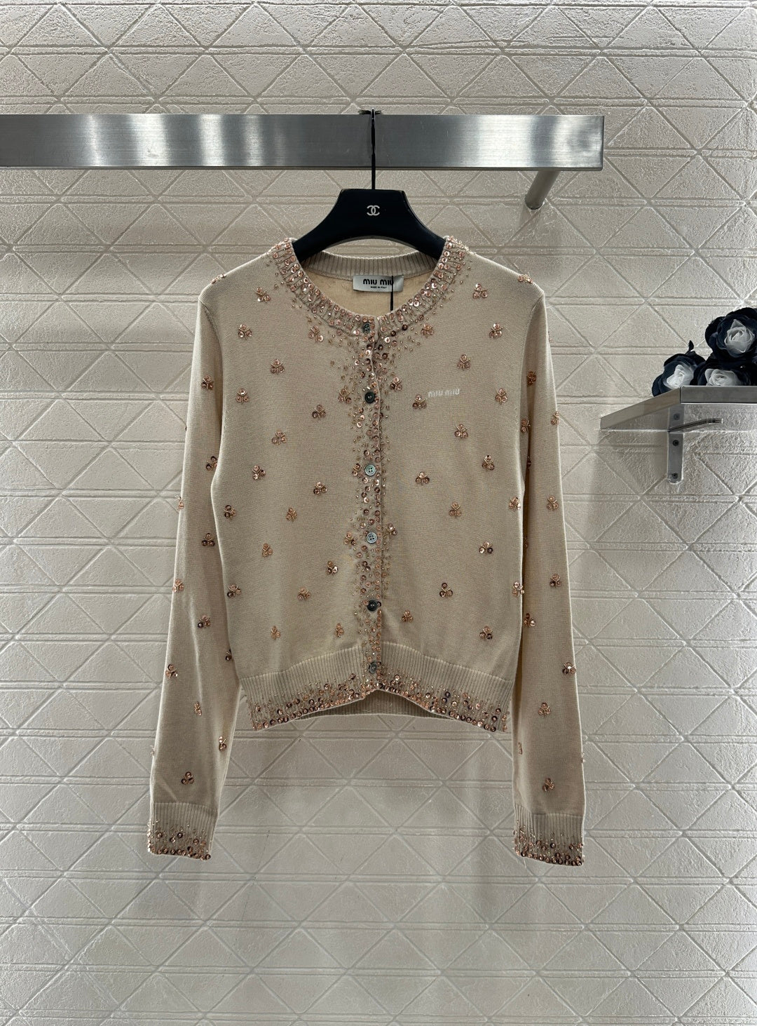 Sequin studded knitted cardigan