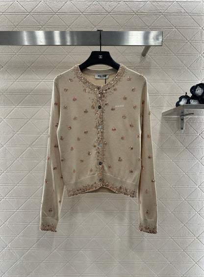Sequin studded knitted cardigan