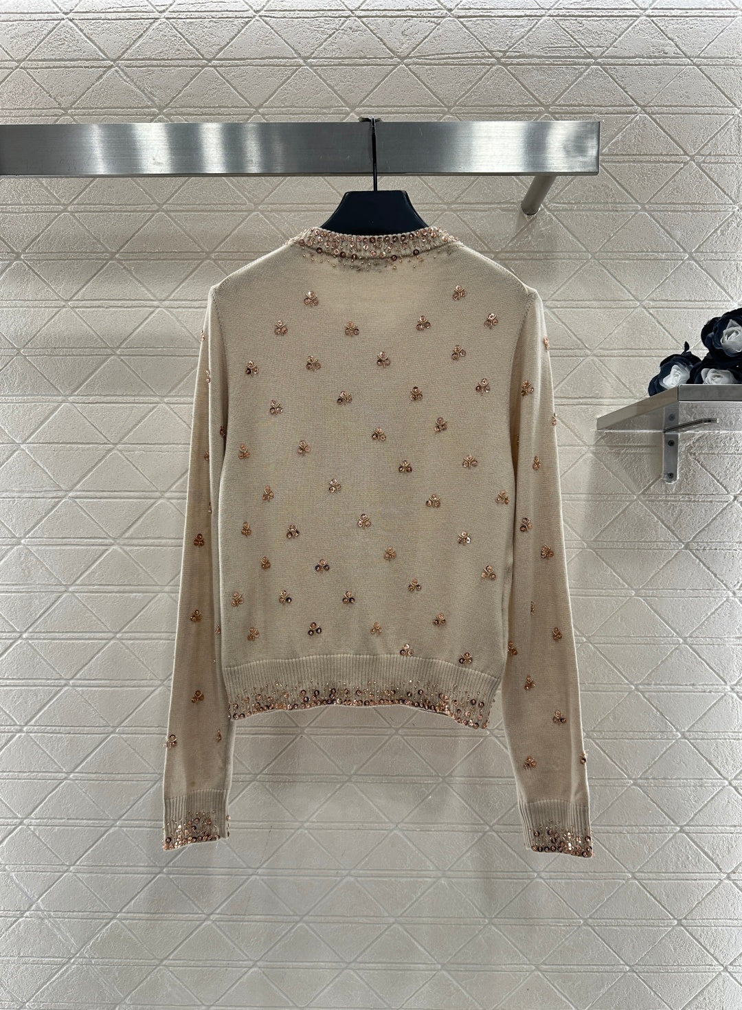 Sequin studded knitted cardigan