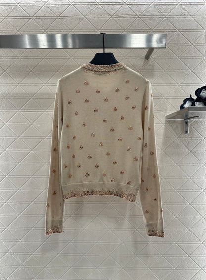 Sequin studded knitted cardigan