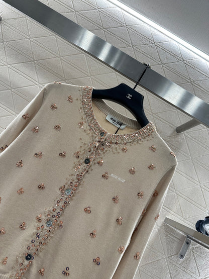 Sequin studded knitted cardigan