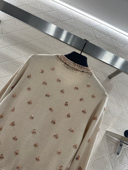 Sequin studded knitted cardigan