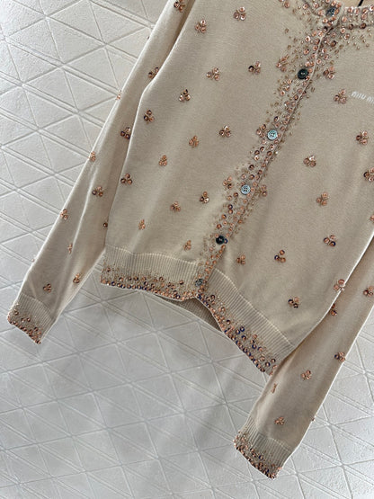Sequin studded knitted cardigan
