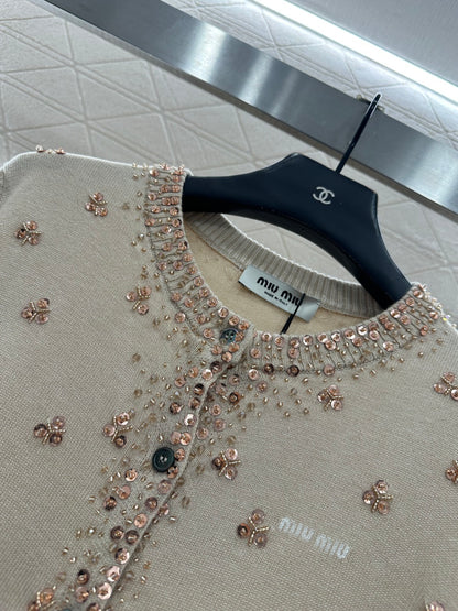 Sequin studded knitted cardigan