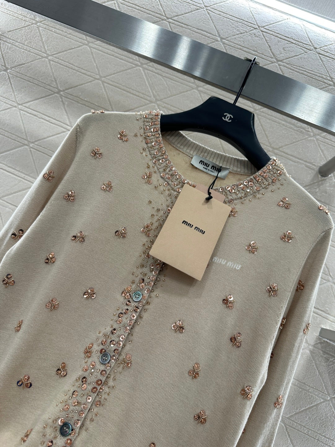 Sequin studded knitted cardigan