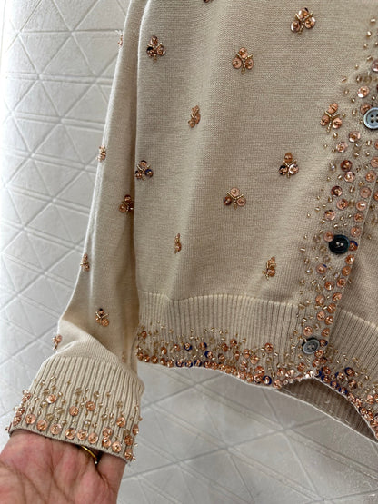 Sequin studded knitted cardigan