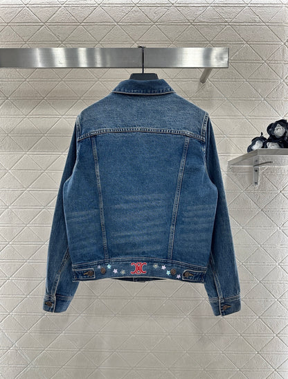 Embroidered flower denim jacket