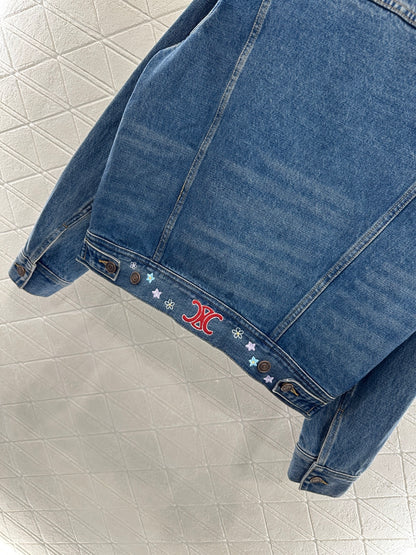 Embroidered flower denim jacket
