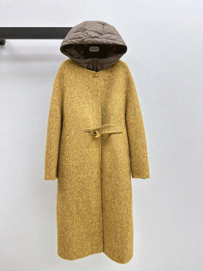 Down lined double-sided cashmere coat