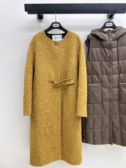 Down lined double-sided cashmere coat