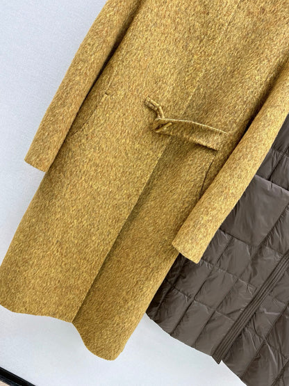 Down lined double-sided cashmere coat