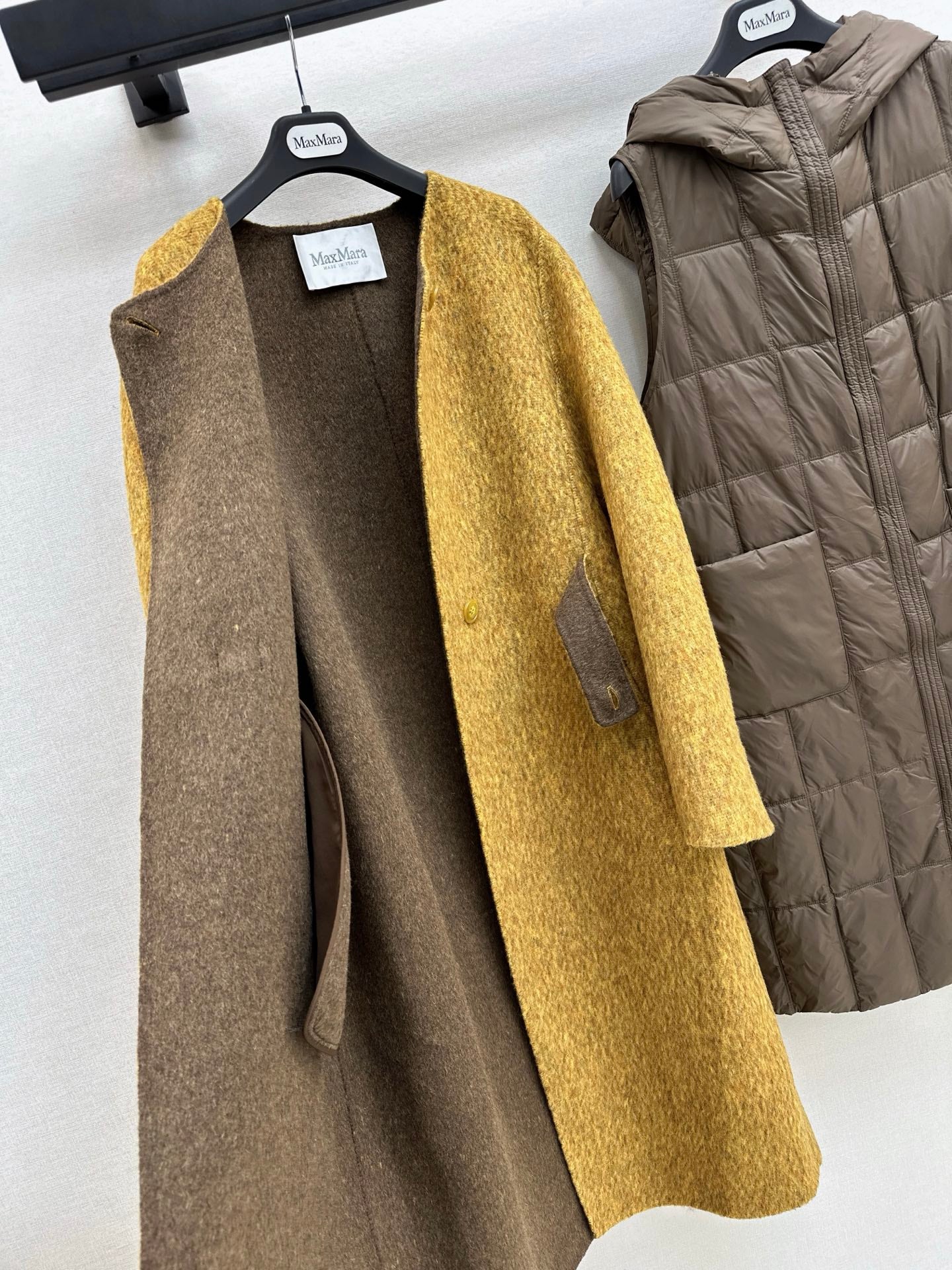 Down lined double-sided cashmere coat