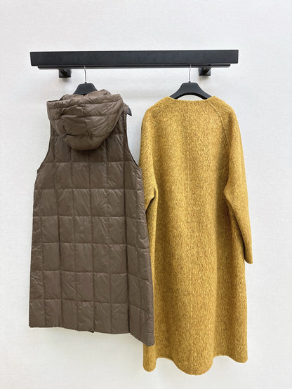 Down lined double-sided cashmere coat