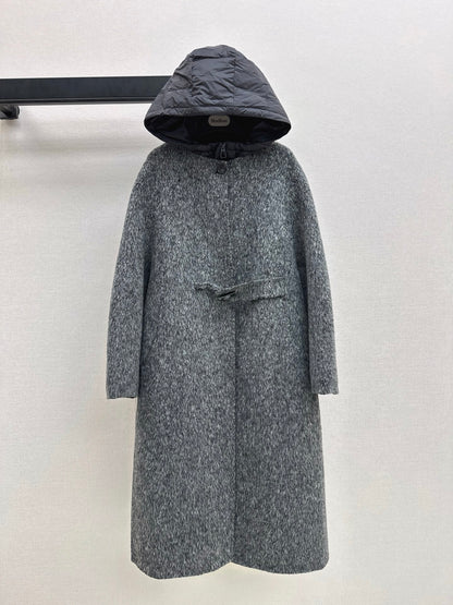 Down lined double-sided cashmere coat