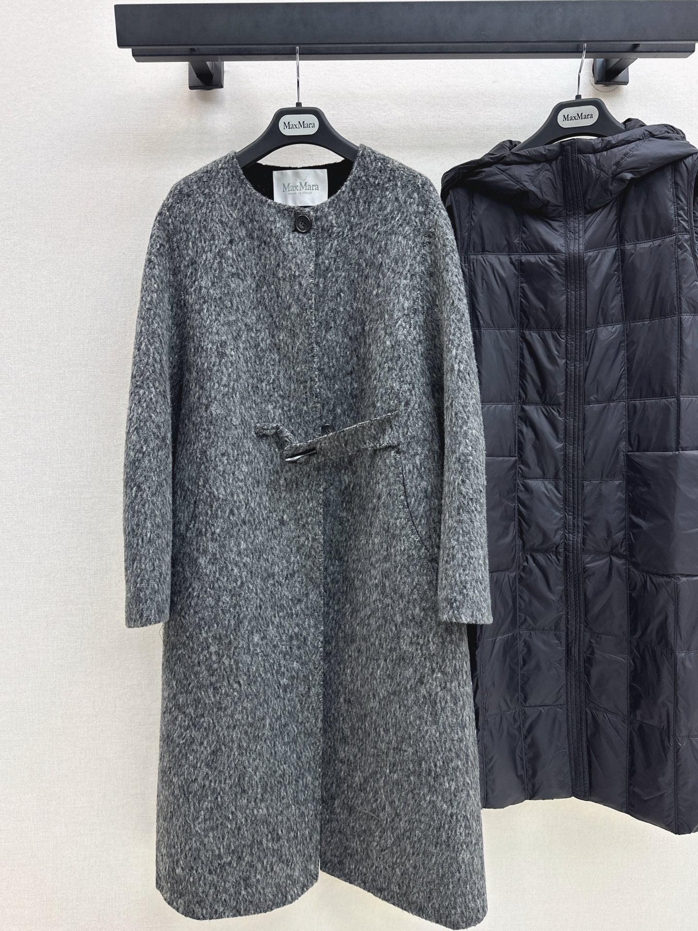 Down lined double-sided cashmere coat