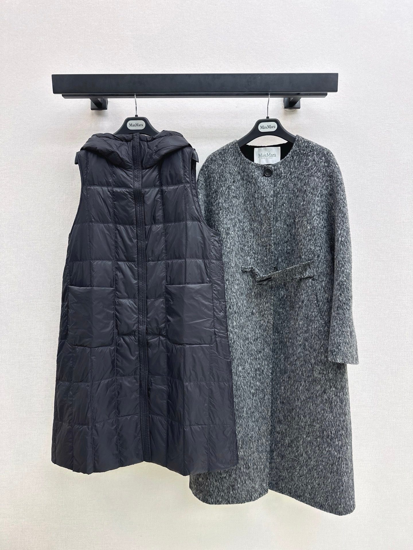 Down lined double-sided cashmere coat