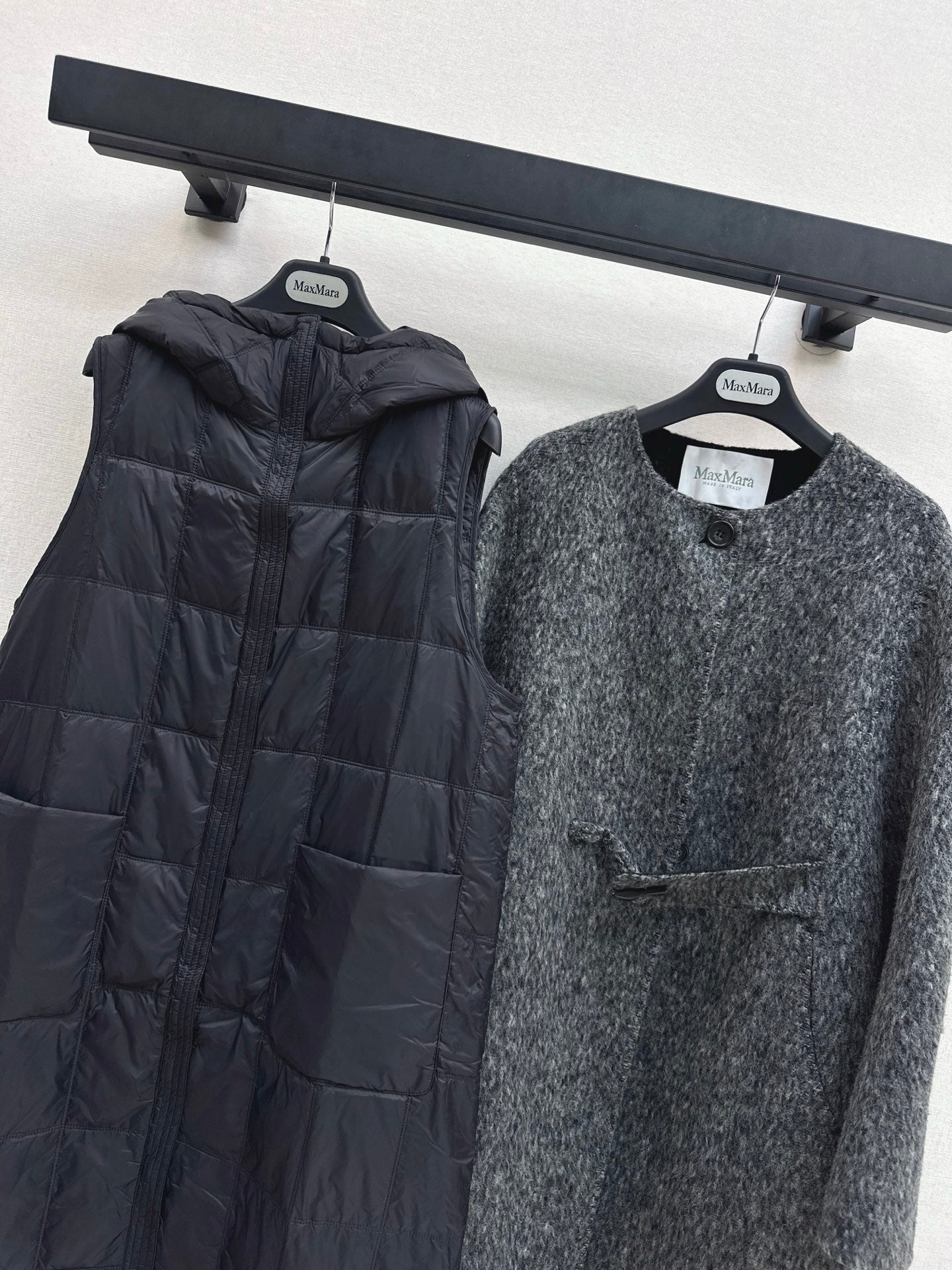 Down lined double-sided cashmere coat