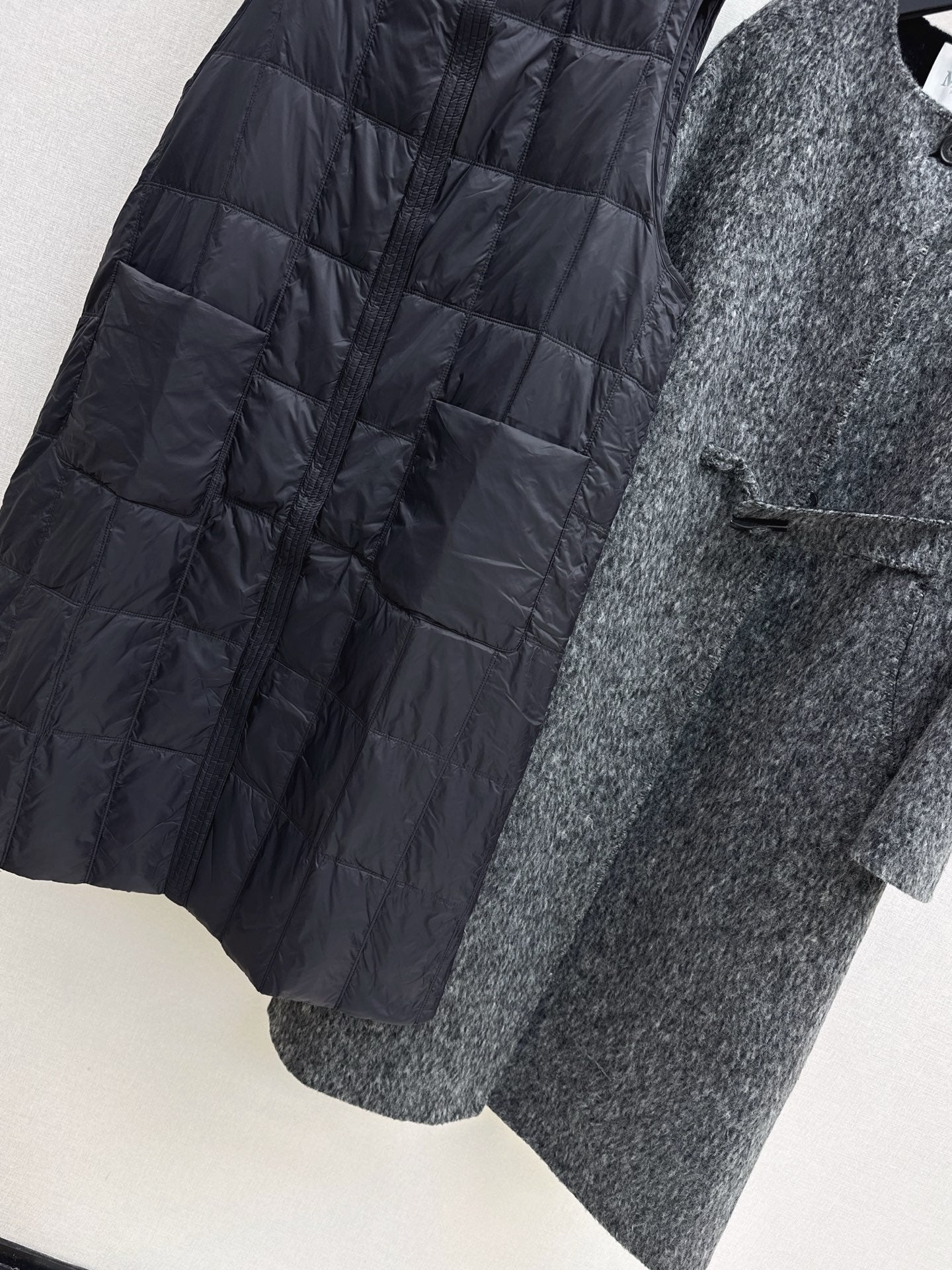 Down lined double-sided cashmere coat