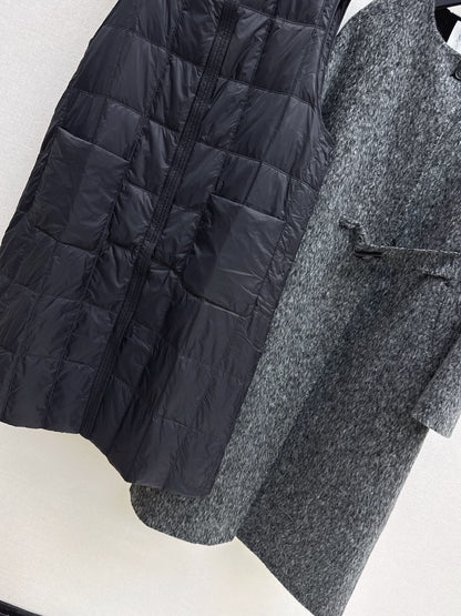 Down lined double-sided cashmere coat