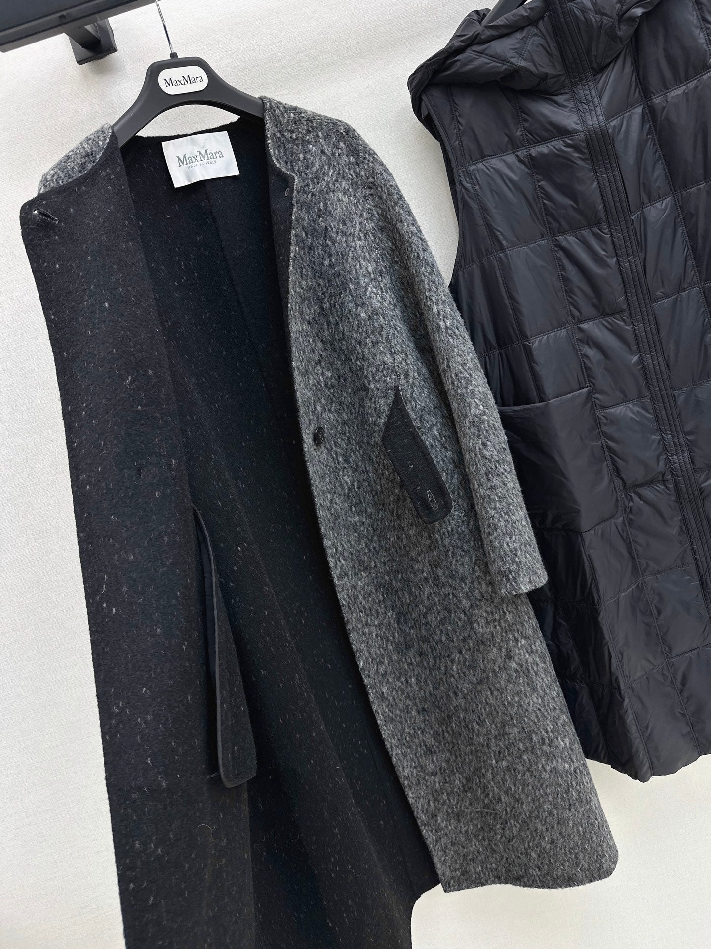 Down lined double-sided cashmere coat