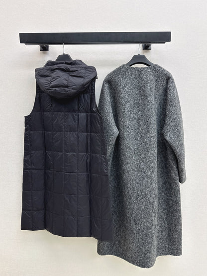 Down lined double-sided cashmere coat