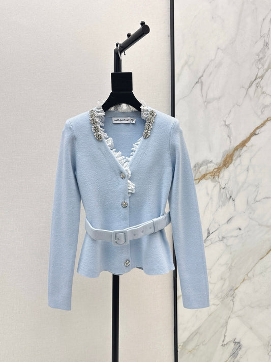 Lace V-neck Knitted Coat