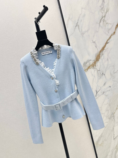 Lace V-neck Knitted Coat