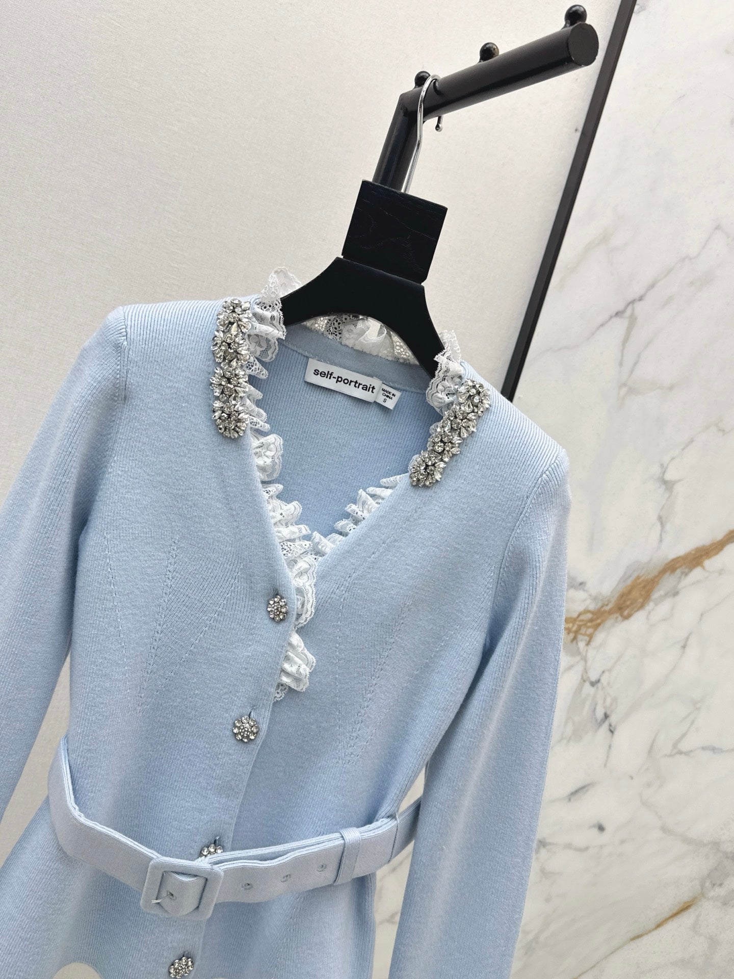 Lace V-neck Knitted Coat