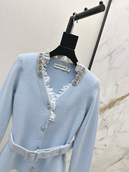 Lace V-neck Knitted Coat