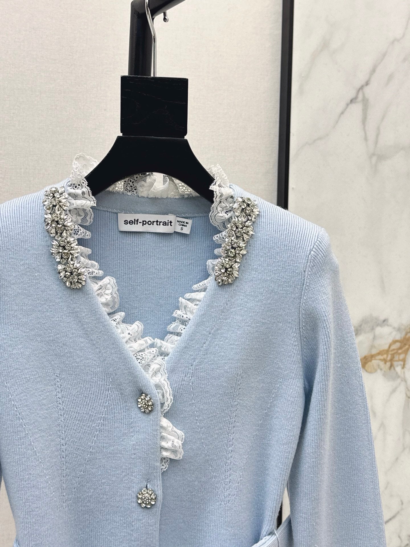 Lace V-neck Knitted Coat