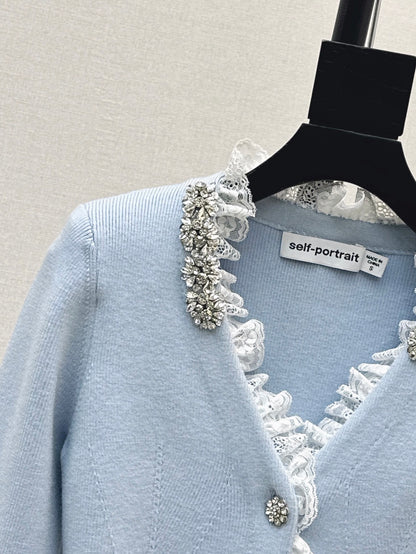 Lace V-neck Knitted Coat