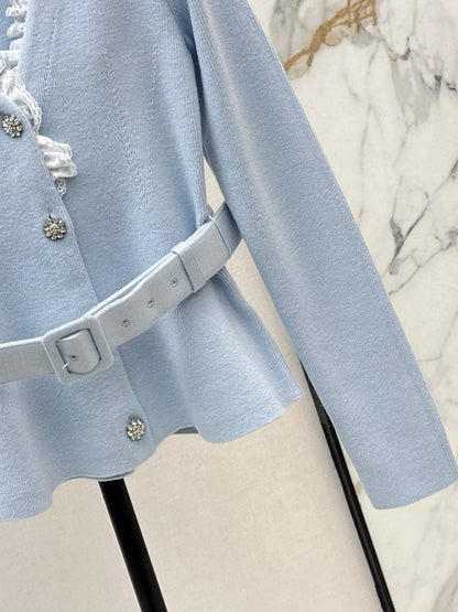 Lace V-neck Knitted Coat