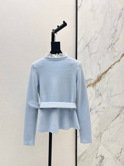 Lace V-neck Knitted Coat