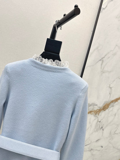 Lace V-neck Knitted Coat