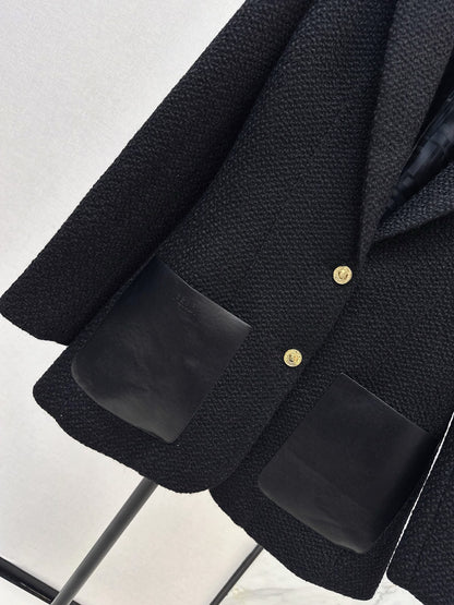 Collar and patchwork pocket suit jacket