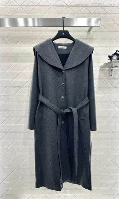 Big collar shawl long coat