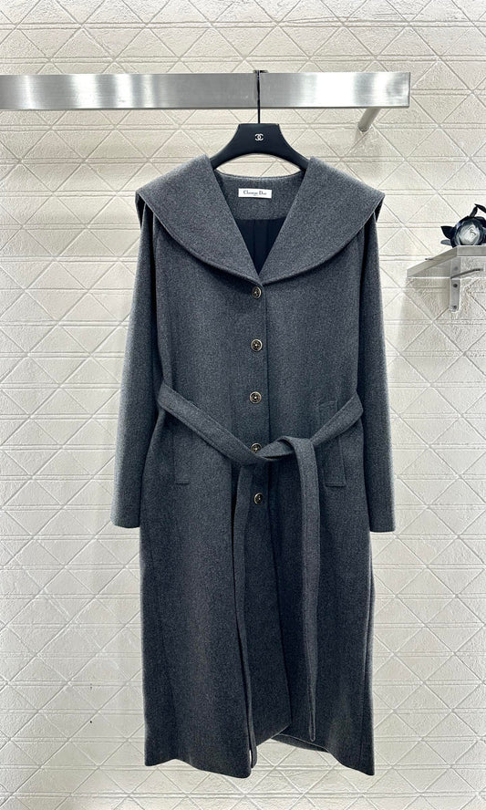 Big collar shawl long coat