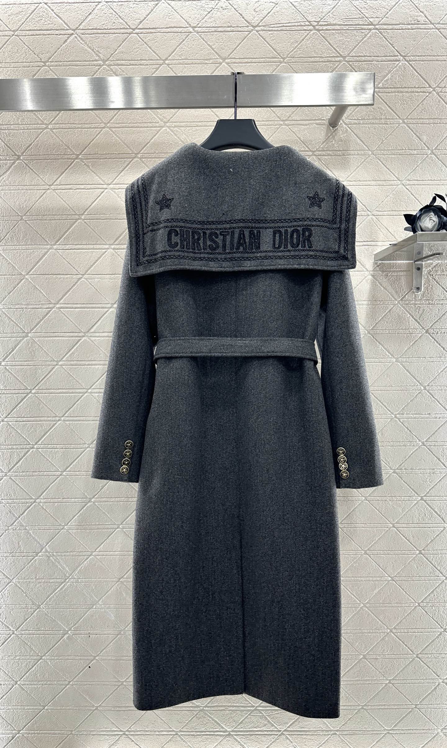 Big collar shawl long coat