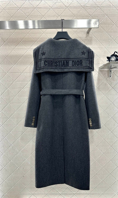 Big collar shawl long coat