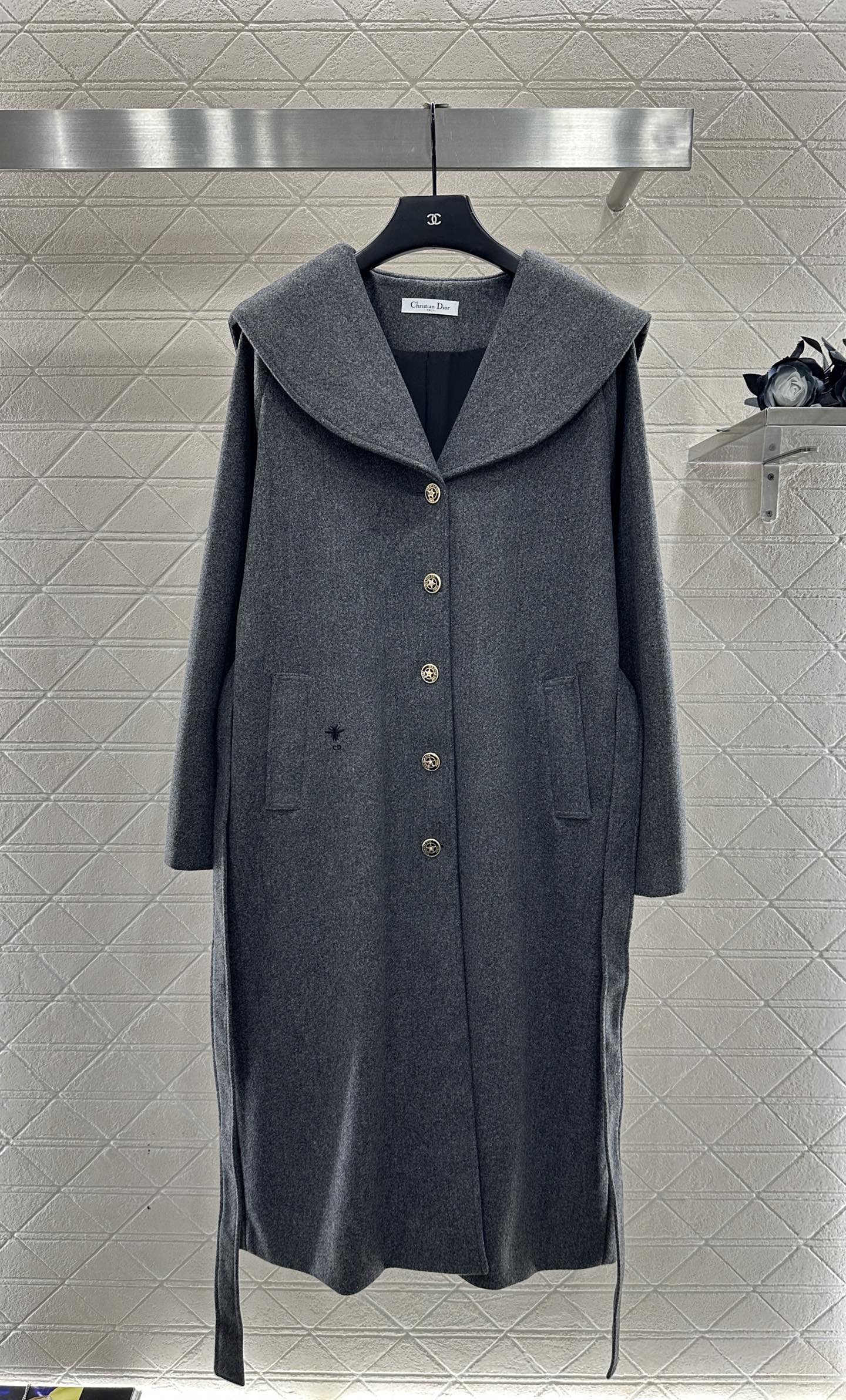 Big collar shawl long coat