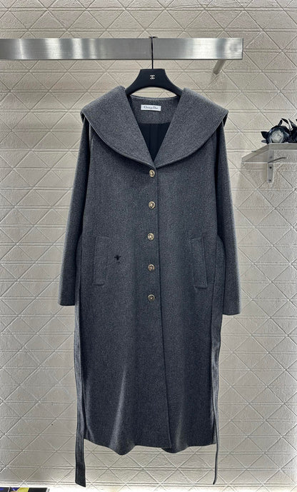 Big collar shawl long coat