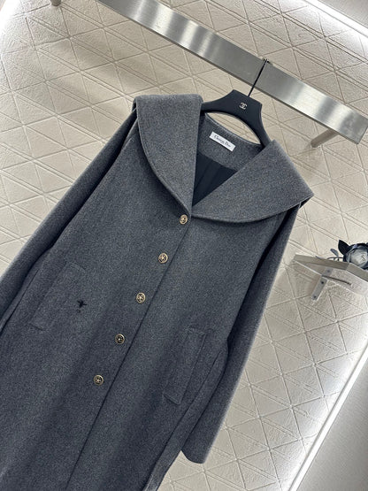 Big collar shawl long coat