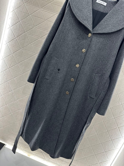 Big collar shawl long coat