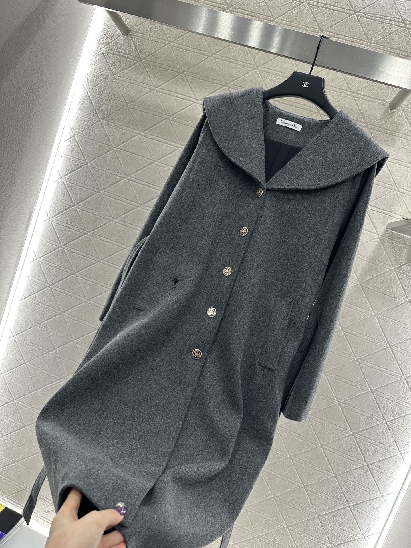 Big collar shawl long coat