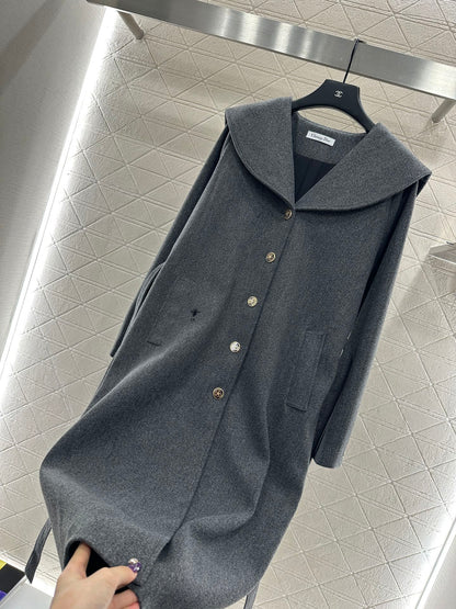 Big collar shawl long coat